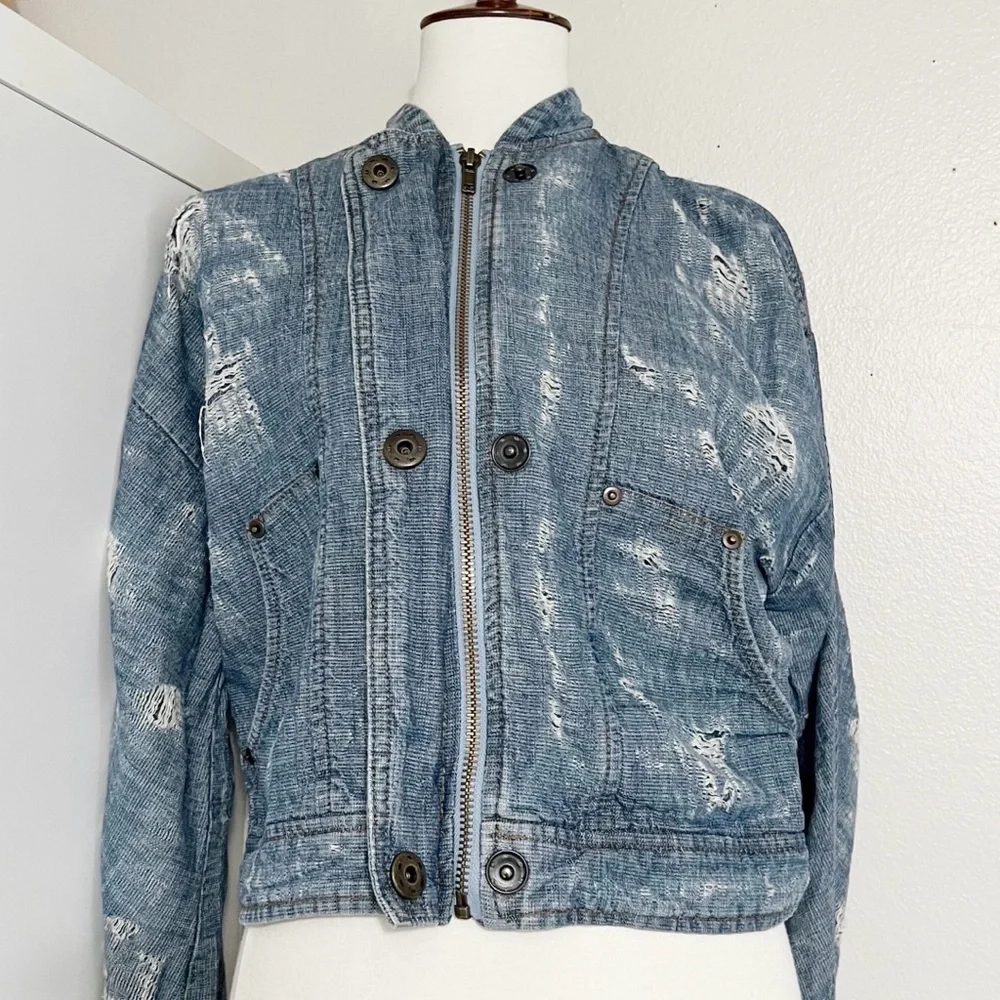 Free People Tattered Tennis Jacket In Indigo Size XS - Picture 9 of 12